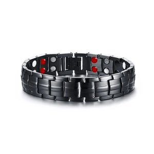 Vinterly Blue Magnetic Bracelet Men Hand Chain Link Stainless Steel Men Bracelet Health Energy Germanium Hologram Mens Bracelets