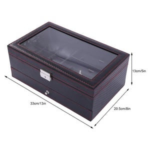 Watch Box for Men Sunglasses Box Display Case Organizer For Men Jewelry 6 Watch Holder 3 Glasses Slots Valet Drawer for Rings