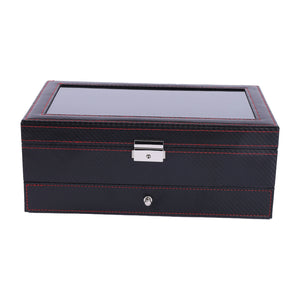 Watch Box for Men Sunglasses Box Display Case Organizer For Men Jewelry 6 Watch Holder 3 Glasses Slots Valet Drawer for Rings