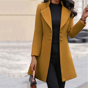 Wholesale New Hot Selling Womens Autumn and Winter Lapel Thin Solid Color Slim Tweed Jacket Ladies Fashion Clothes Coat Jackets