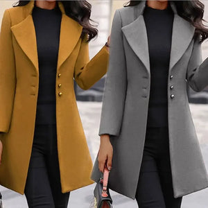 Wholesale New Hot Selling Womens Autumn and Winter Lapel Thin Solid Color Slim Tweed Jacket Ladies Fashion Clothes Coat Jackets