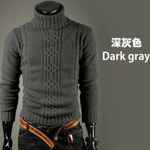 Winter Men's High Quality Turtleneck Sweater Thicken Sweater Casual Pullover