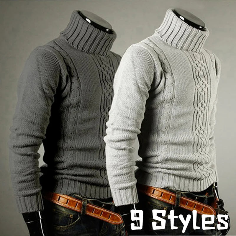 Winter Men's High Quality Turtleneck Sweater Thicken Sweater Casual Pullover