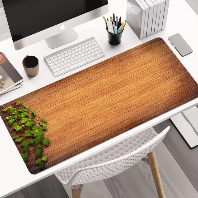 Wood Grain Large Mouse Pad with Non-slip Rubber Base, Stitched Edges, Computer Keyboard Desk Pad, Desk Decoration 40x90cm