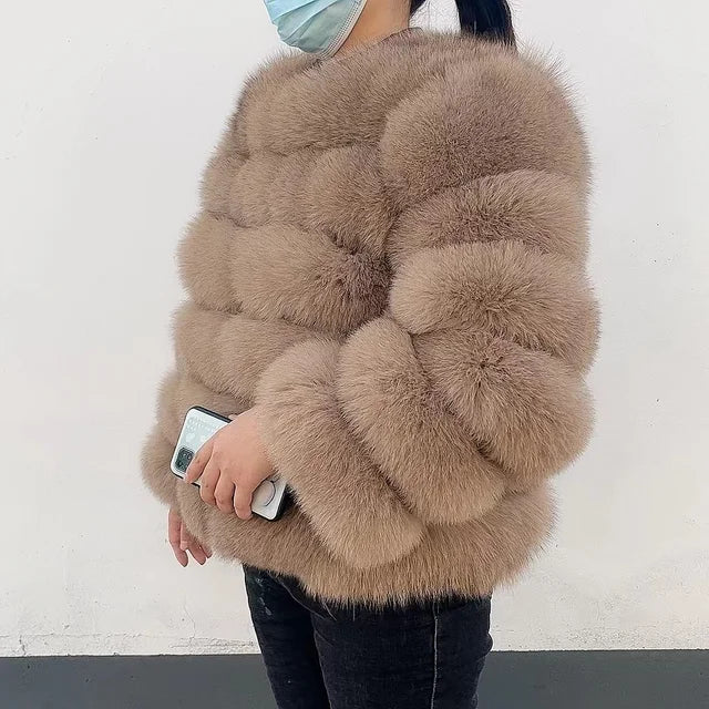 natural fur jacket  Real Fur Coat Winter Jacket Women Natural Fox Fur Luxury Fashion 50cm Short Jacket Wholesale Hot 2022