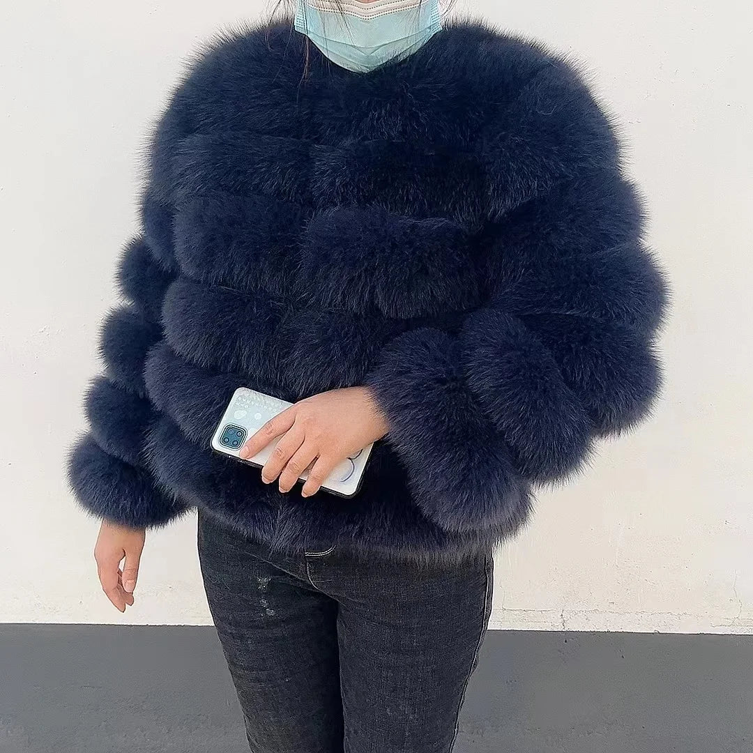 natural fur jacket  Real Fur Coat Winter Jacket Women Natural Fox Fur Luxury Fashion 50cm Short Jacket Wholesale Hot 2022