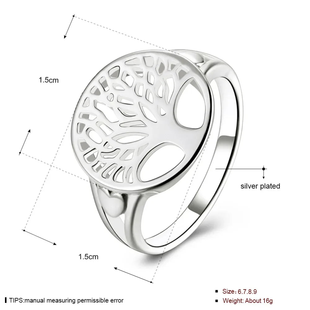 wholesale Price women 925 silver Ring tree hollow charms wedding jewelry girl gift high quality fashion classic